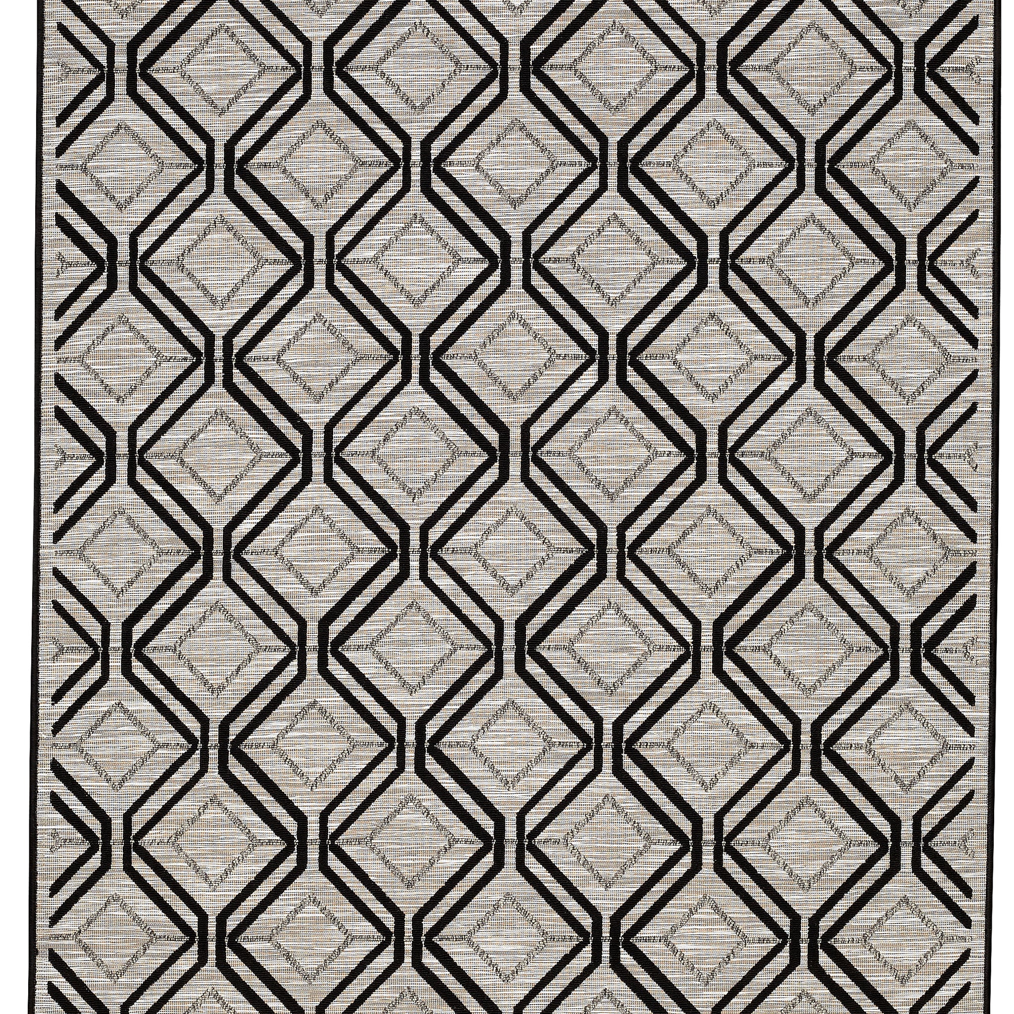 Modern Contemporary Polypropylene Trellis Black Grey Rug - Erbanica