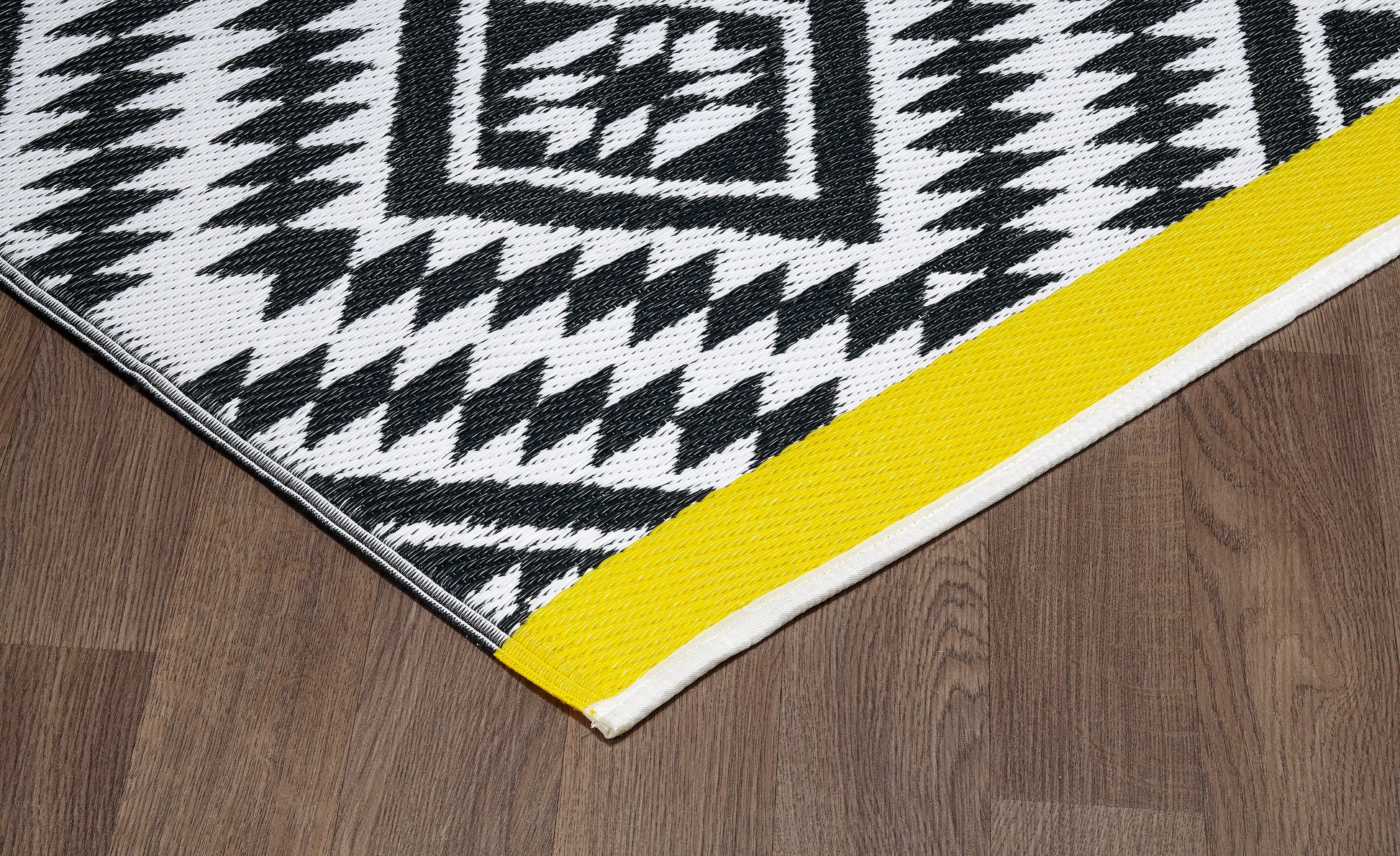 Indoor/Outdoor Black White Yellow Reversible Rug Outdoor Area Rug, Outdoor carpet, outdoor mat, picnic mat