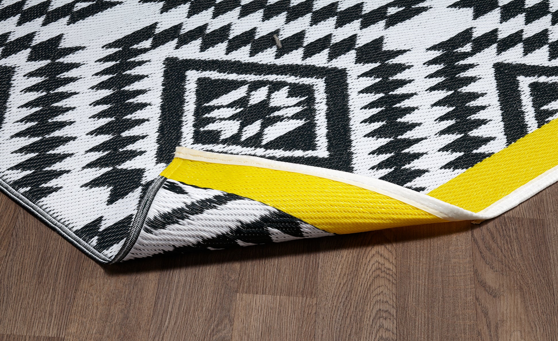 Indoor/Outdoor Black White Yellow Reversible Rug Outdoor Area Rug, Outdoor carpet, outdoor mat, picnic mat