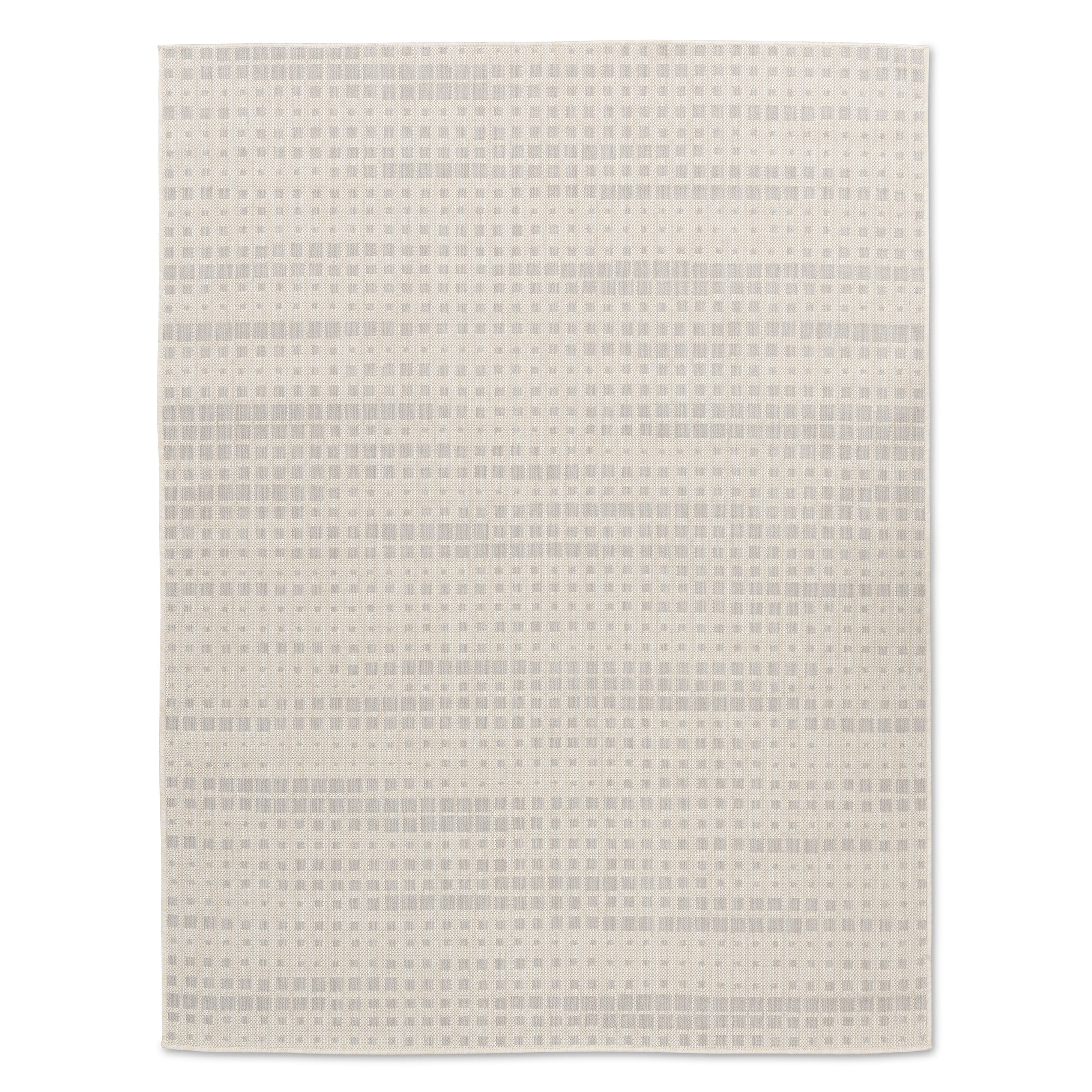 Quick Dry Grey Windowpane Indoor Outdoor Rug for Patio Backyard Deck Balcony Terrace