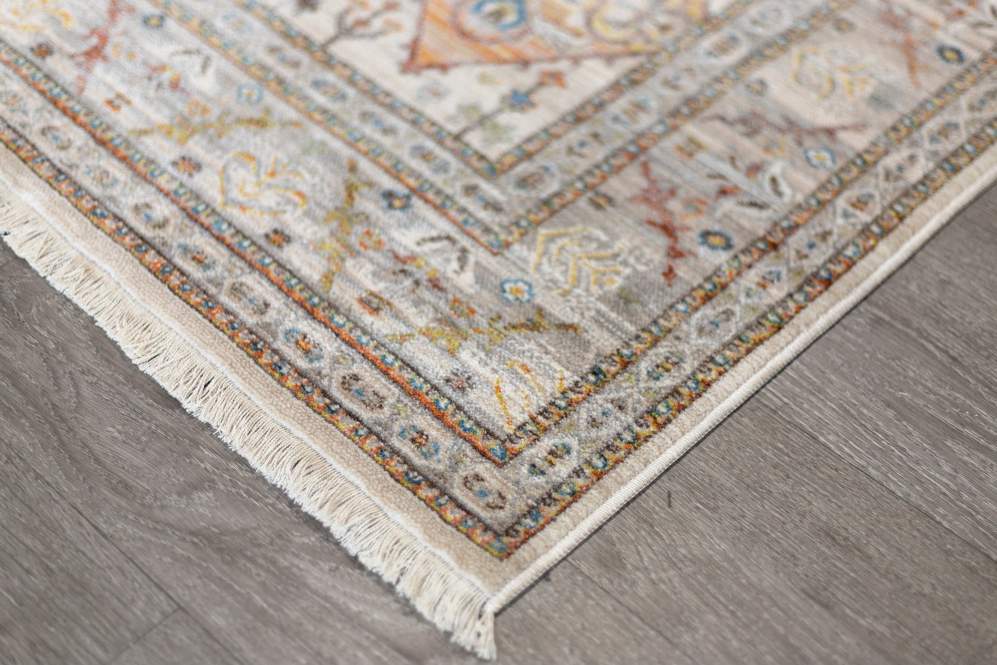 Herati Vintage Inspired Premium Cream Multi RugVintage indoor area rug, traditional area rug, ultra soft, tassel, carpet