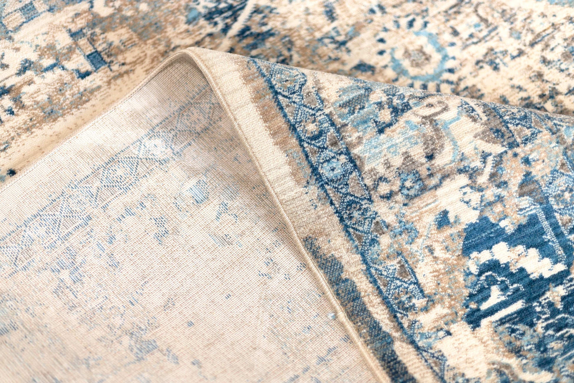 Hamadan Vintage Inspired Premium Cream Blue RugVintage indoor area rug, traditional area rug, ultra soft, tassel, carpet