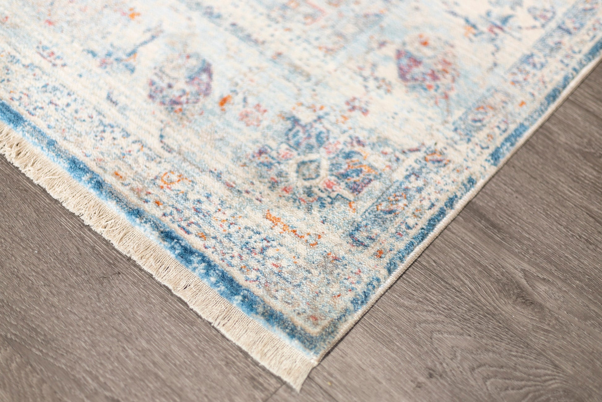 Heriz Vintage Inspired Premium Blue Multi RugVintage indoor area rug, traditional area rug, ultra soft, tassel, carpet